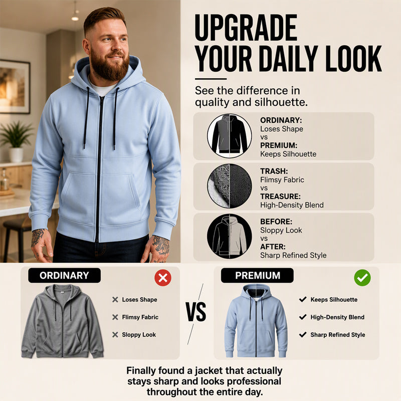 ☁️Comfort & Versatile, Everyday Casual👕 Men's Casual Warm Zip-Up Hooded Jacket – Soft Fabric & Relaxed Fit | Easy to Style, Warm & Cozy ✨