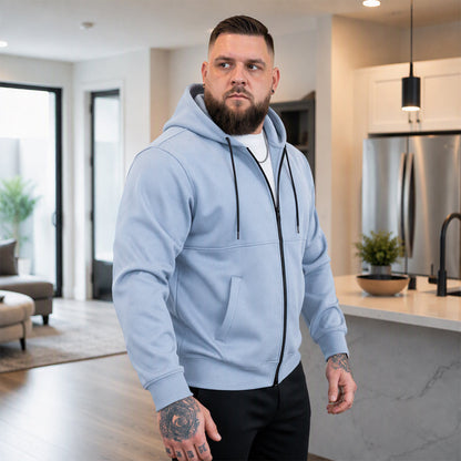 ☁️Comfort & Versatile, Everyday Casual👕 Men's Casual Warm Zip-Up Hooded Jacket – Soft Fabric & Relaxed Fit | Easy to Style, Warm & Cozy ✨