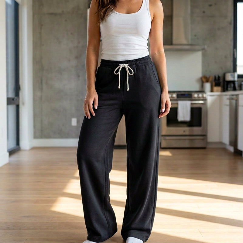 👖 Women's High-Waisted Wide-Leg Sweatpants – Draping Fabric & High Waist | Easy to Style, Fashionable & Chic ✨