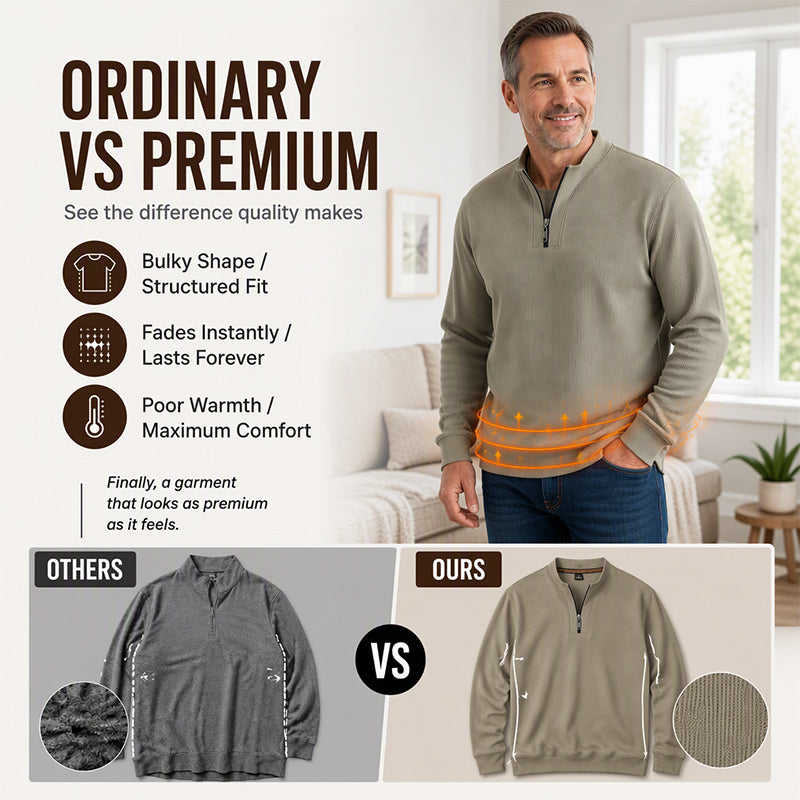 🧥 Men's Warm-Lined Ribbed Sweatshirt – Soft & Cozy, Fall & Winter Warmth ✨