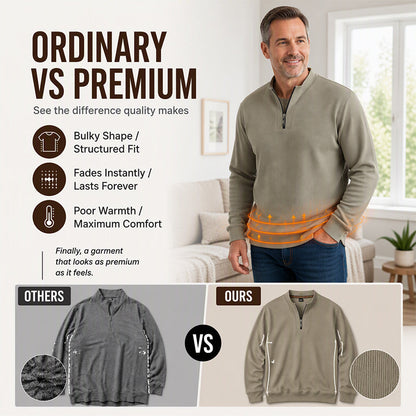 🧥 Men's Warm-Lined Ribbed Sweatshirt – Soft & Cozy, Fall & Winter Warmth ✨