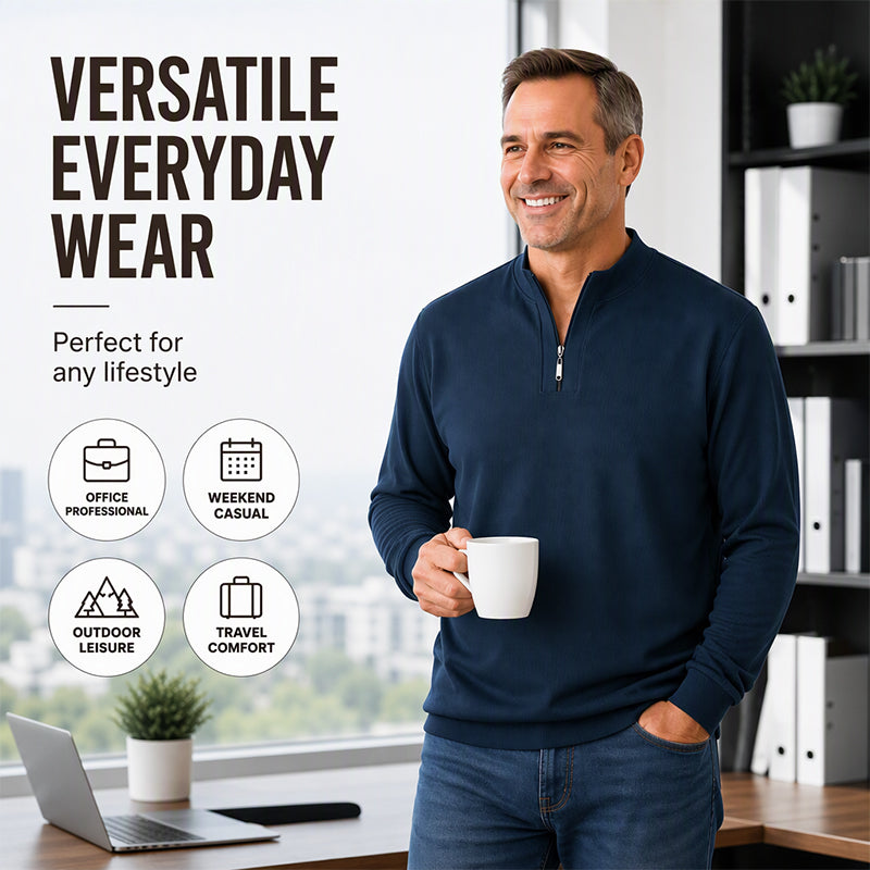 🧥 Men's Warm-Lined Ribbed Sweatshirt – Soft & Cozy, Fall & Winter Warmth ✨