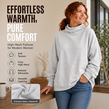 ☁️Soft & Skin-Friendly, Layer or Wear Alone👚 Women's Casual Mock Neck Sweatshirt – Breathable & Versatile ✨