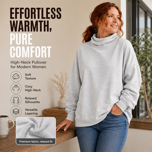 ☁️Soft & Skin-Friendly, Layer or Wear Alone👚 Women's Casual Mock Neck Sweatshirt – Breathable & Versatile ✨