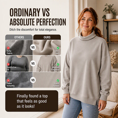 ☁️Soft & Skin-Friendly, Layer or Wear Alone👚 Women's Casual Mock Neck Sweatshirt – Breathable & Versatile ✨