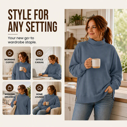 ☁️Soft & Skin-Friendly, Layer or Wear Alone👚 Women's Casual Mock Neck Sweatshirt – Breathable & Versatile ✨