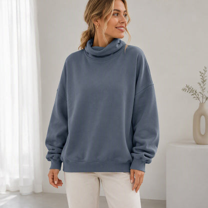 ☁️Soft & Skin-Friendly, Layer or Wear Alone👚 Women's Casual Mock Neck Sweatshirt – Breathable & Versatile ✨