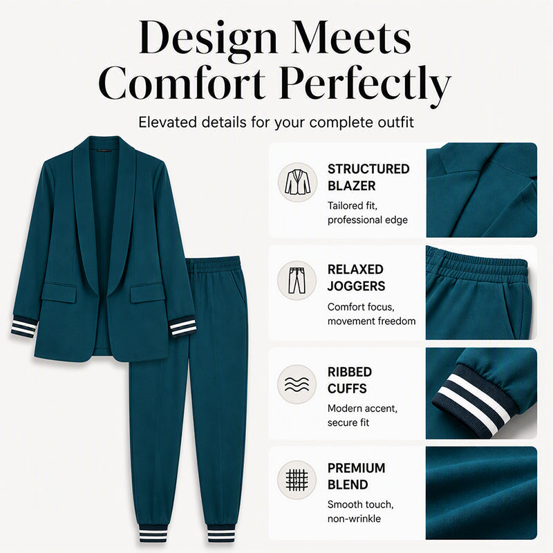 👖 Women's Open Front Blazer & Pants Set – Soft & Skin-Friendly, Free Movement ✨