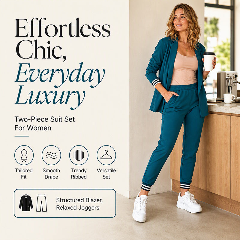 👖 Women's Open Front Blazer & Pants Set – Soft & Skin-Friendly, Free Movement ✨