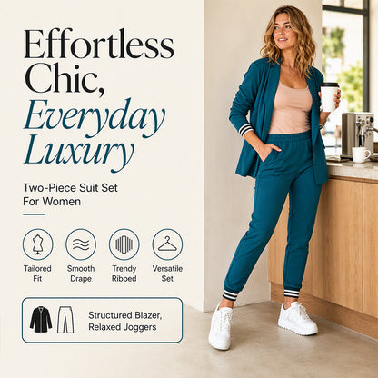 👖 Women's Open Front Blazer & Pants Set – Soft & Skin-Friendly, Free Movement ✨