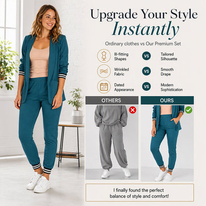 👖 Women's Open Front Blazer & Pants Set – Soft & Skin-Friendly, Free Movement ✨