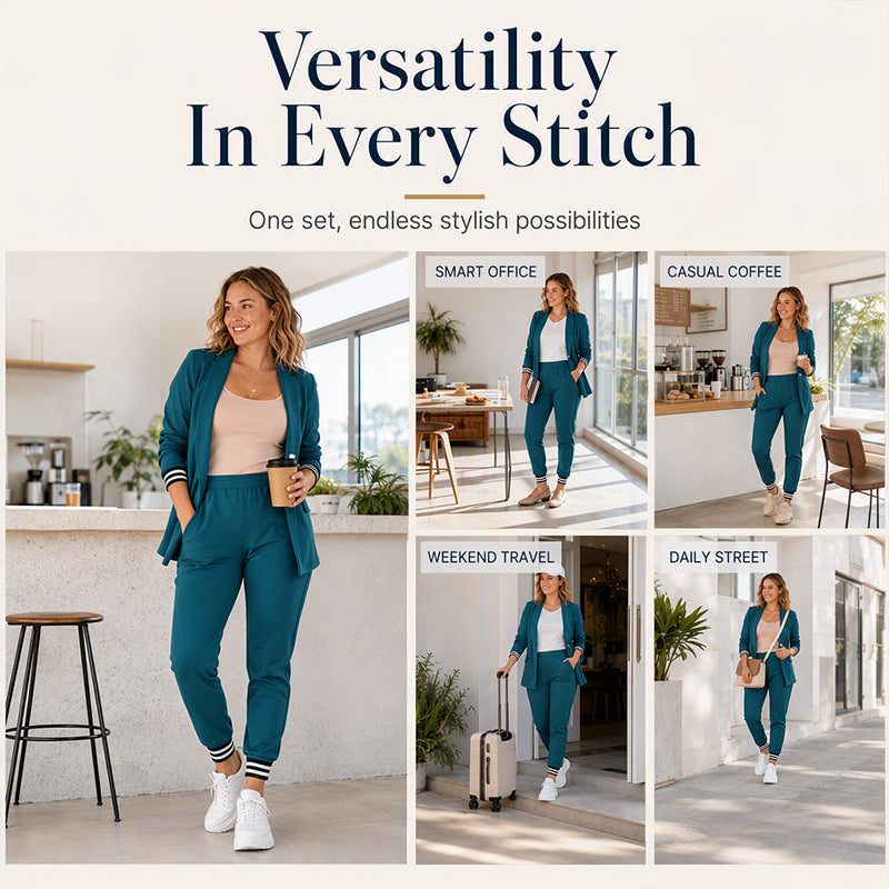 👖 Women's Open Front Blazer & Pants Set – Soft & Skin-Friendly, Free Movement ✨
