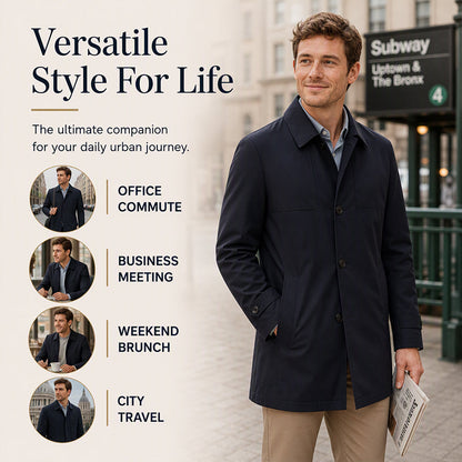 🧥Classic Single-Breasted, Casual & Versatile🌬️ Men's Casual Single-Breasted Trench Coat – Classic Lapel & Button Front ✨