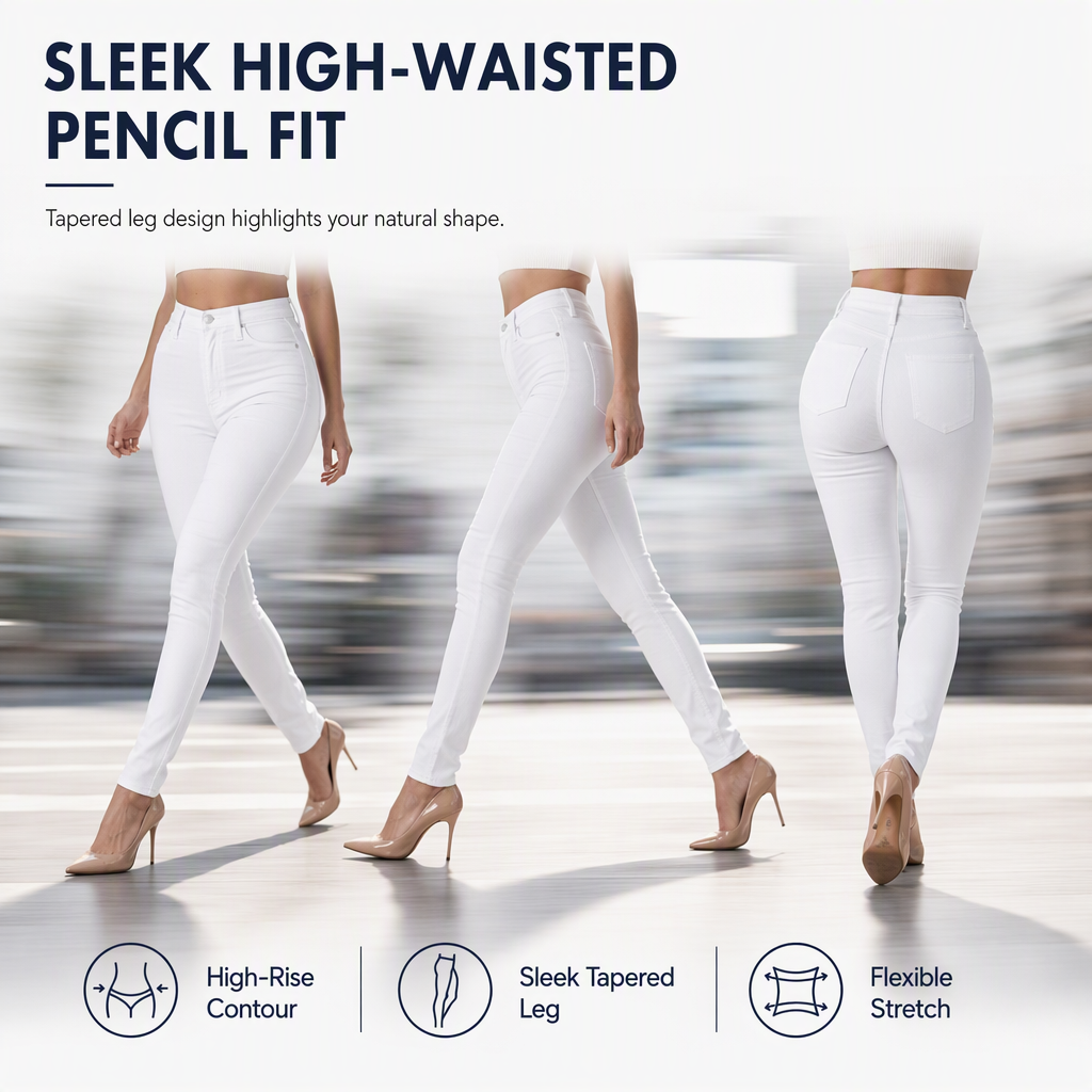 👖High-Waist Sculpting, Slim & Flattering✨ Women's High-Waist Stretch Denim Pencil Pants – Lifts Waistline & Shapes Curves ✨