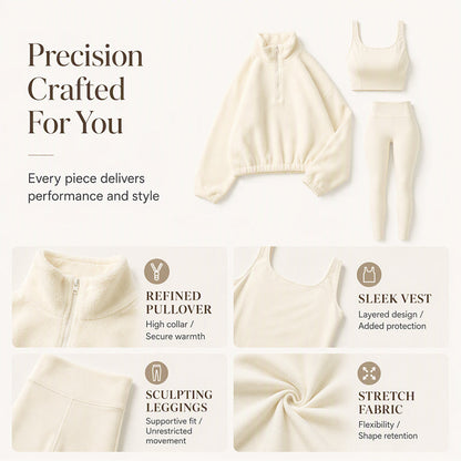 💖Cozy & Skin-Friendly, Sporty Casual👕 Women's Cozy 3-Piece Athletic Set – Soft & Relaxed, Easy Movement ✨