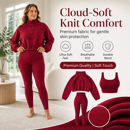 💖Cozy & Skin-Friendly, Sporty Casual👕 Women's Cozy 3-Piece Athletic Set – Soft & Relaxed, Easy Movement ✨