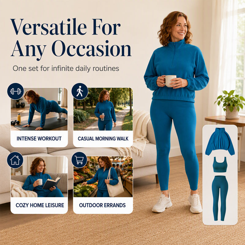💖Cozy & Skin-Friendly, Sporty Casual👕 Women's Cozy 3-Piece Athletic Set – Soft & Relaxed, Easy Movement ✨