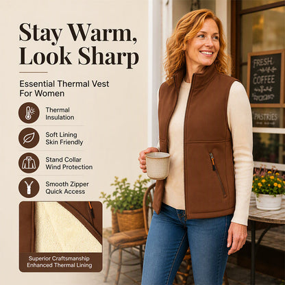 ✨Minimalist & Versatile, Stylish Stand Collar🧥 Women's Winter Thermal Stand Collar Vest – Easy to Style, Everyday Chic ✨