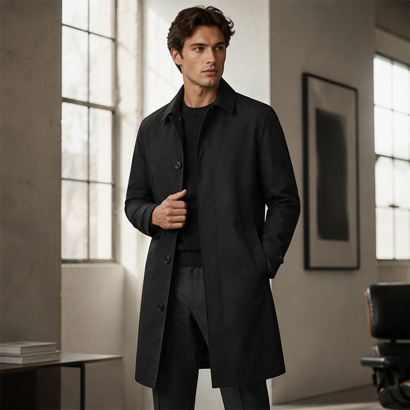 🧥Water-Resistant & Padded, Windproof Warmth❄️ Men's Water-Resistant Padded Trench Coat – Wind & Rain Protection, Fall/Winter Warmth ✨