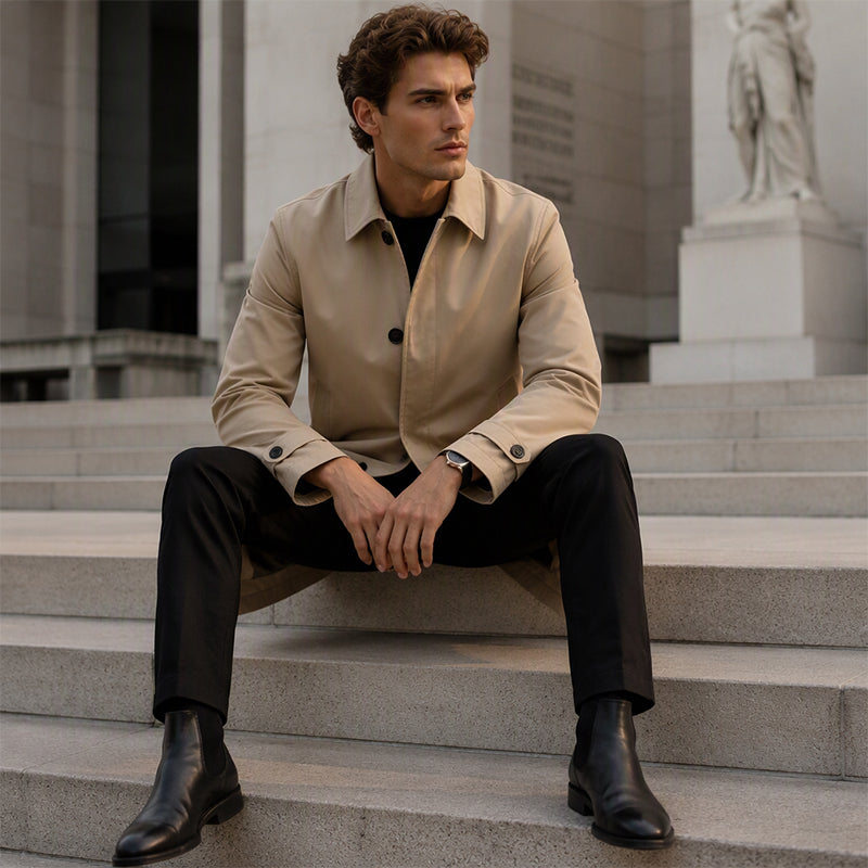 🧥Water-Resistant & Padded, Windproof Warmth❄️ Men's Water-Resistant Padded Trench Coat – Wind & Rain Protection, Fall/Winter Warmth ✨