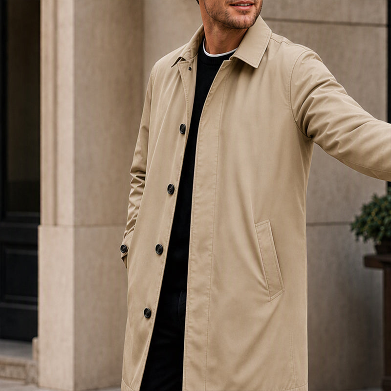 🧥Water-Resistant & Padded, Windproof Warmth❄️ Men's Water-Resistant Padded Trench Coat – Wind & Rain Protection, Fall/Winter Warmth ✨