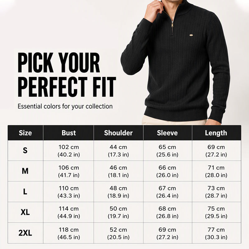 ⚡Half-Zip Design, Casual & Versatile🧶 Men's Mock Neck Half-Zip Knit Sweater – Half-Zip & Mock Neck, Comfortable & Stylish ✨