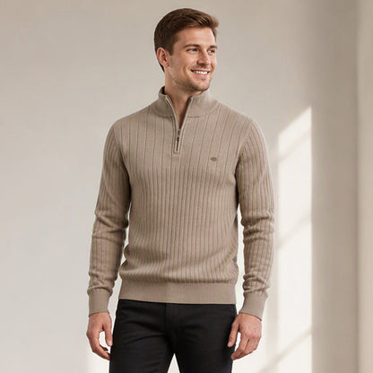 ⚡Half-Zip Design, Casual & Versatile🧶 Men's Mock Neck Half-Zip Knit Sweater – Half-Zip & Mock Neck, Comfortable & Stylish ✨