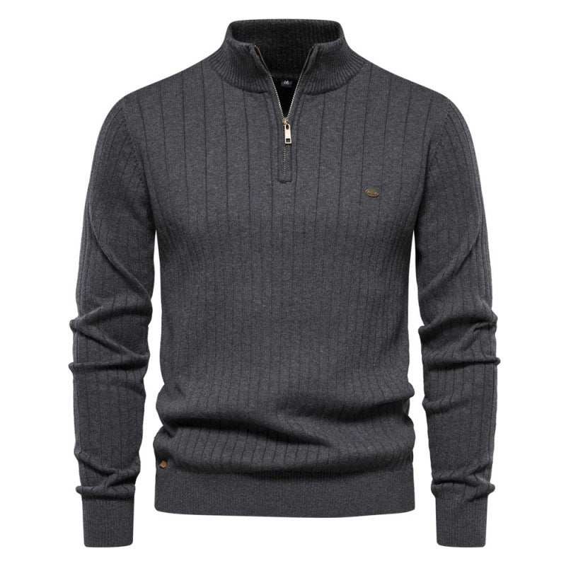 ⚡Half-Zip Design, Casual & Versatile🧶 Men's Mock Neck Half-Zip Knit Sweater – Half-Zip & Mock Neck, Comfortable & Stylish ✨