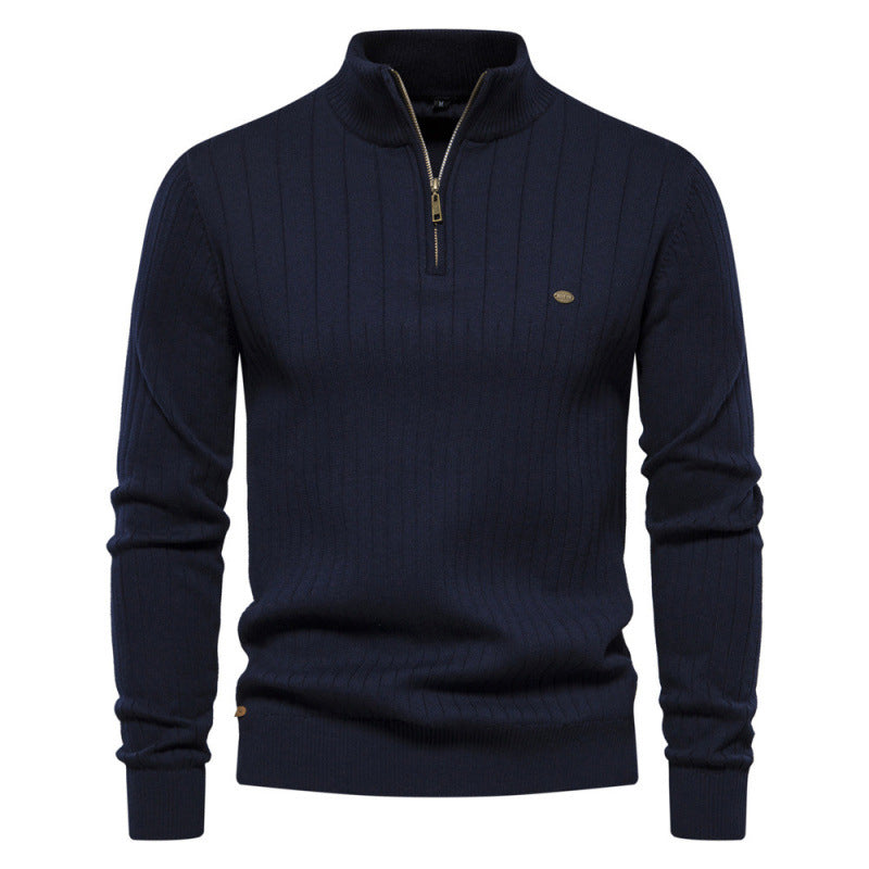 ⚡Half-Zip Design, Casual & Versatile🧶 Men's Mock Neck Half-Zip Knit Sweater – Half-Zip & Mock Neck, Comfortable & Stylish ✨
