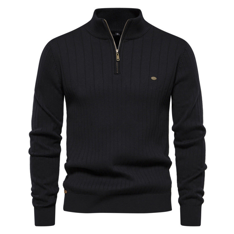 ⚡Half-Zip Design, Casual & Versatile🧶 Men's Mock Neck Half-Zip Knit Sweater – Half-Zip & Mock Neck, Comfortable & Stylish ✨