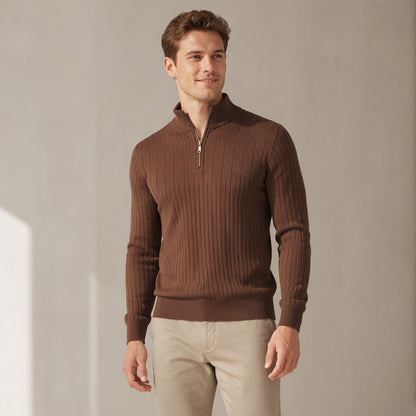 ⚡Half-Zip Design, Casual & Versatile🧶 Men's Mock Neck Half-Zip Knit Sweater – Half-Zip & Mock Neck, Comfortable & Stylish ✨