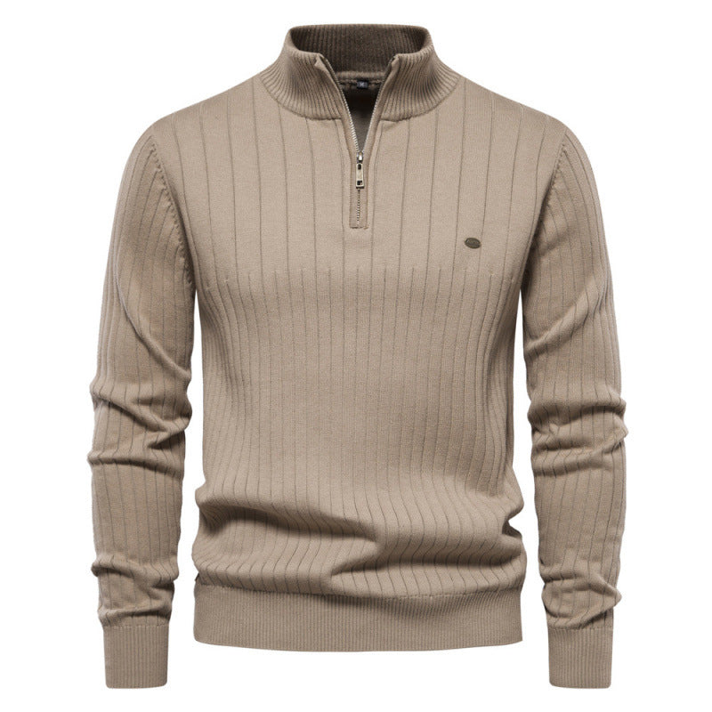 ⚡Half-Zip Design, Casual & Versatile🧶 Men's Mock Neck Half-Zip Knit Sweater – Half-Zip & Mock Neck, Comfortable & Stylish ✨