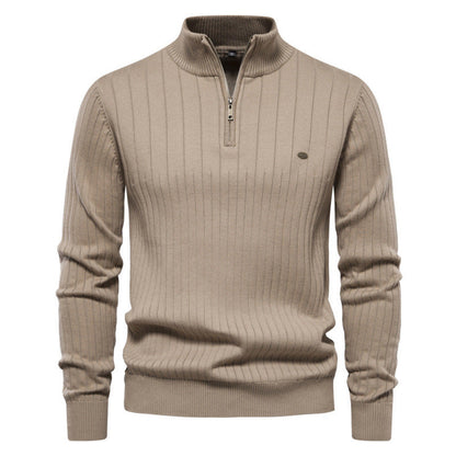 ⚡Half-Zip Design, Casual & Versatile🧶 Men's Mock Neck Half-Zip Knit Sweater – Half-Zip & Mock Neck, Comfortable & Stylish ✨