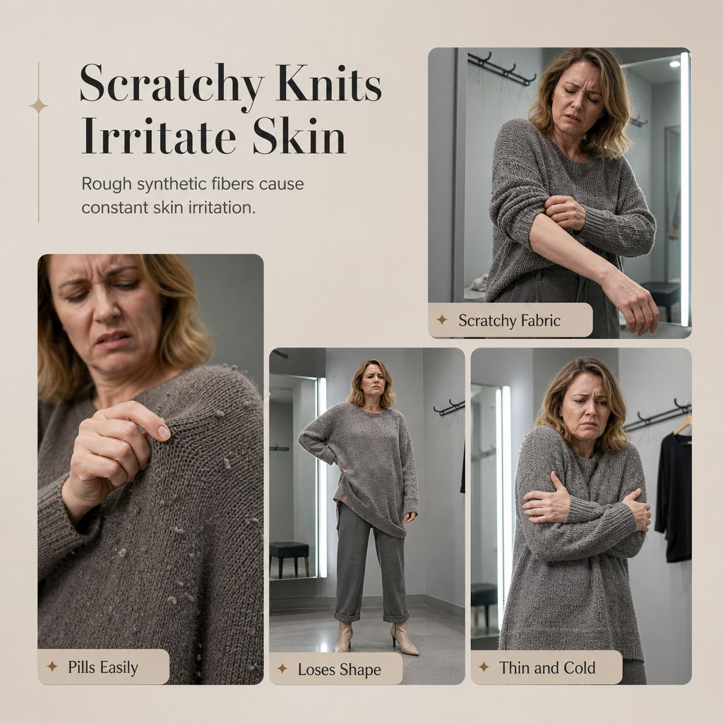 📏Elongating & Structured Drape🧶 Women's Knit Suit Skirt Set – Vertical Stitch Lengthens, Elegant Drape ✨