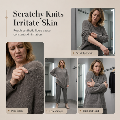 📏Elongating & Structured Drape🧶 Women's Knit Suit Skirt Set – Vertical Stitch Lengthens, Elegant Drape ✨