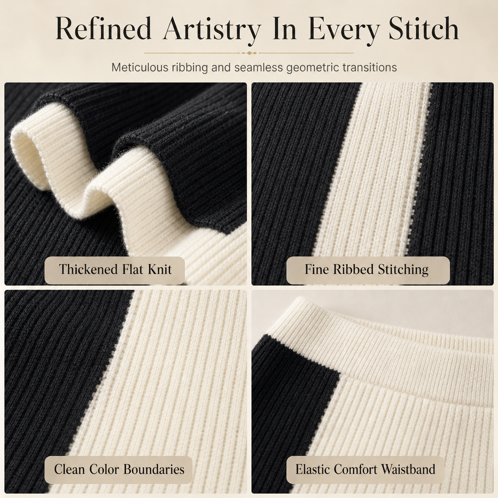 📏Elongating & Structured Drape🧶 Women's Knit Suit Skirt Set – Vertical Stitch Lengthens, Elegant Drape ✨