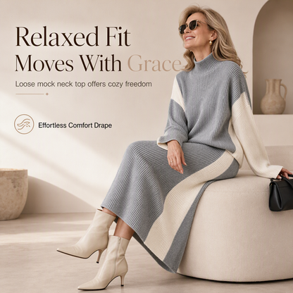 📏Elongating & Structured Drape🧶 Women's Knit Suit Skirt Set – Vertical Stitch Lengthens, Elegant Drape ✨