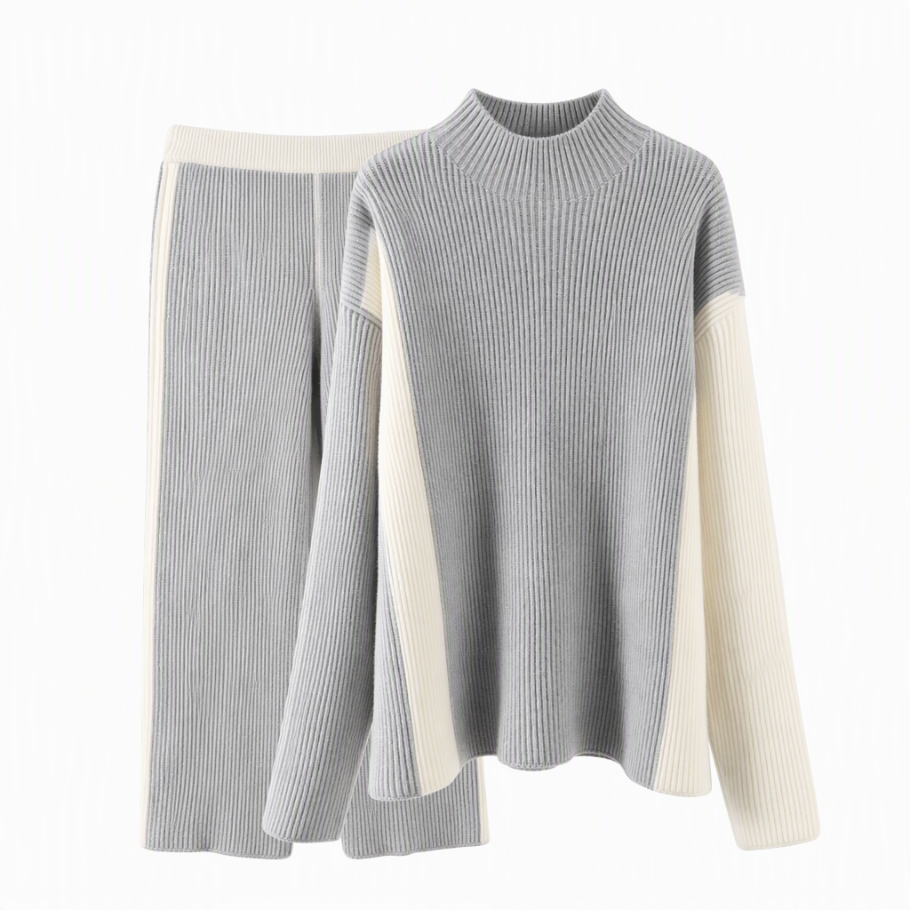 📏Elongating & Structured Drape🧶 Women's Knit Suit Skirt Set – Vertical Stitch Lengthens, Elegant Drape ✨