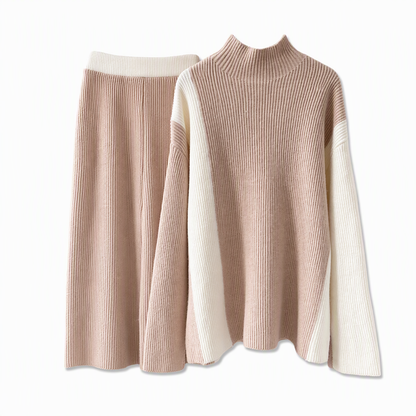 📏Elongating & Structured Drape🧶 Women's Knit Suit Skirt Set – Vertical Stitch Lengthens, Elegant Drape ✨