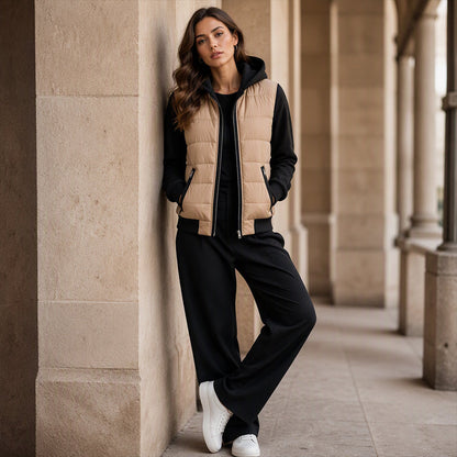 Color-Block Design, Stylish Hooded🧥 Women's Color-Block Padded Hooded Jacket – Padded Warmth, Casual & Chic ✨