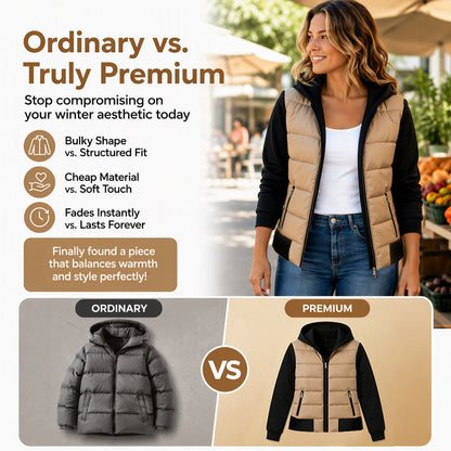 Color-Block Design, Stylish Hooded🧥 Women's Color-Block Padded Hooded Jacket – Padded Warmth, Casual & Chic ✨