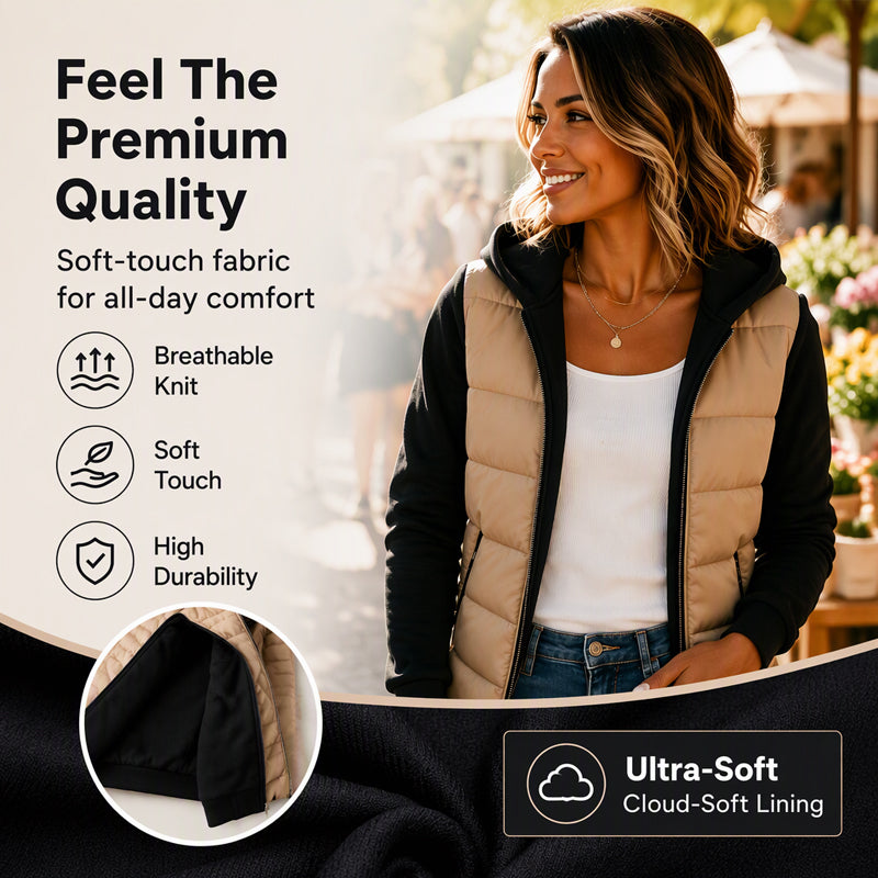 Color-Block Design, Stylish Hooded🧥 Women's Color-Block Padded Hooded Jacket – Padded Warmth, Casual & Chic ✨
