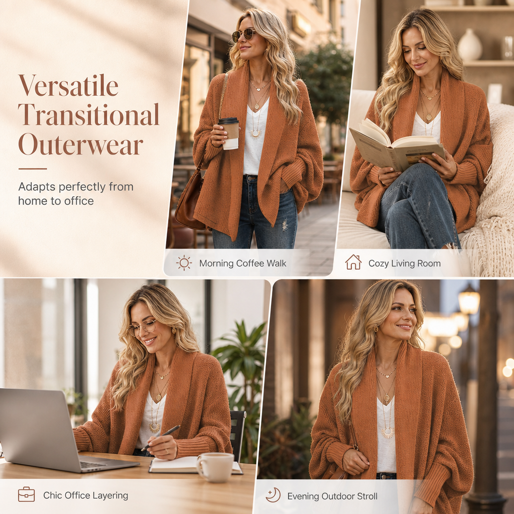 💖 Women's Loose Knit Cardigan – Flattering Shape, Easy to Layer ✨