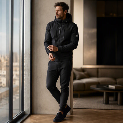 ☁️Comfortable Movement, Everyday Casual👖 Men's Sport Streetwear Set – Tapered Pants & Hooded Design, Relaxed & Easy ✨