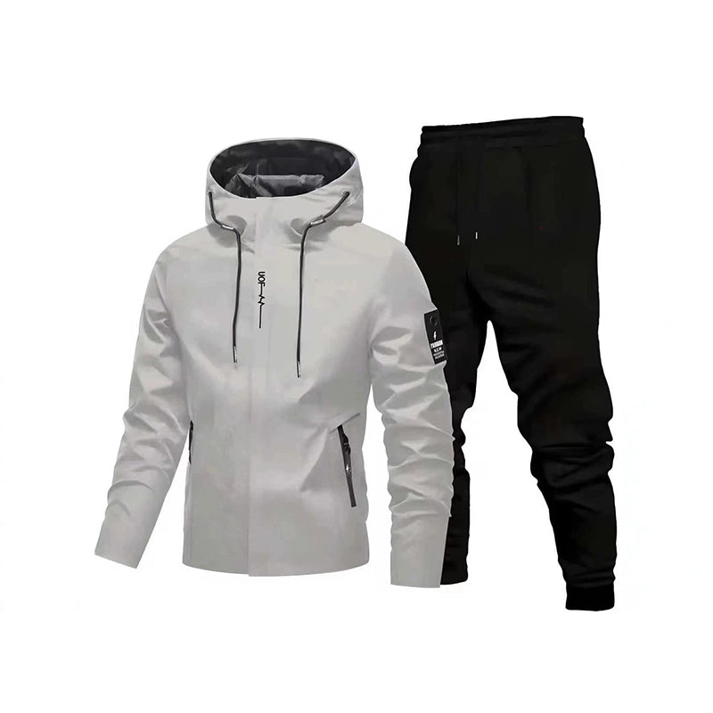 ☁️Comfortable Movement, Everyday Casual👖 Men's Sport Streetwear Set – Tapered Pants & Hooded Design, Relaxed & Easy ✨
