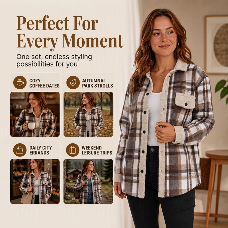 ☁️Comfortable & Lightweight, Layer-Friendly🧥 Women's Color-Blocked Plaid Outerwear – Lightweight Fabric | Easy Layering, Everyday Practicality ✨