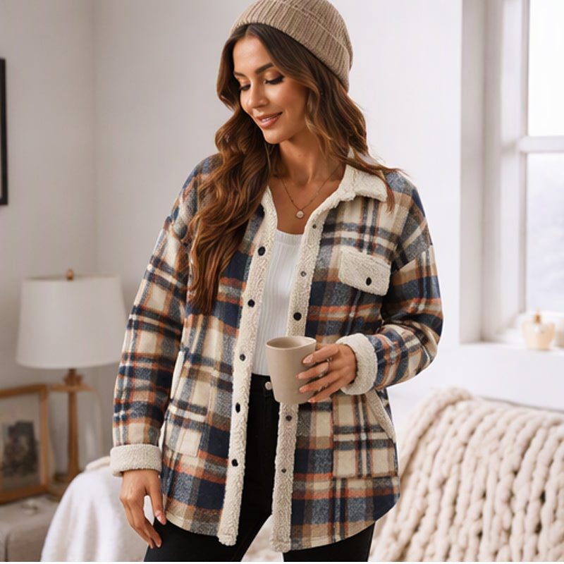 ☁️Comfortable & Lightweight, Layer-Friendly🧥 Women's Color-Blocked Plaid Outerwear – Lightweight Fabric | Easy Layering, Everyday Practicality ✨