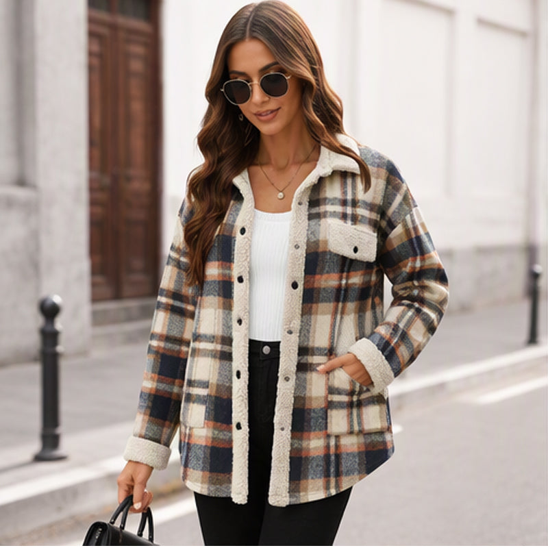 ☁️Comfortable & Lightweight, Layer-Friendly🧥 Women's Color-Blocked Plaid Outerwear – Lightweight Fabric | Easy Layering, Everyday Practicality ✨