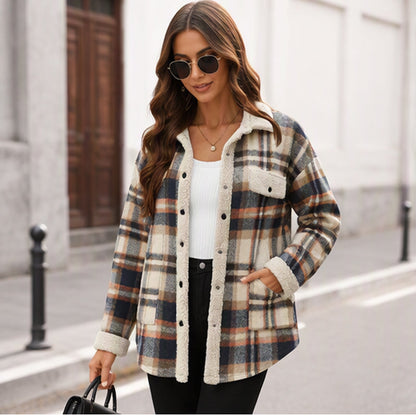 ☁️Comfortable & Lightweight, Layer-Friendly🧥 Women's Color-Blocked Plaid Outerwear – Lightweight Fabric | Easy Layering, Everyday Practicality ✨