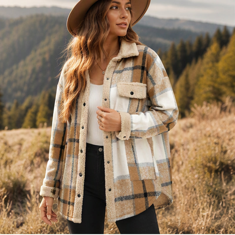 ☁️Comfortable & Lightweight, Layer-Friendly🧥 Women's Color-Blocked Plaid Outerwear – Lightweight Fabric | Easy Layering, Everyday Practicality ✨
